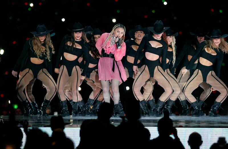 Madonna performing during Maluma’s Medallo in the Map concert in Medellin, Colombia, last year. Photograph: Fredy Builes/AFP via Getty