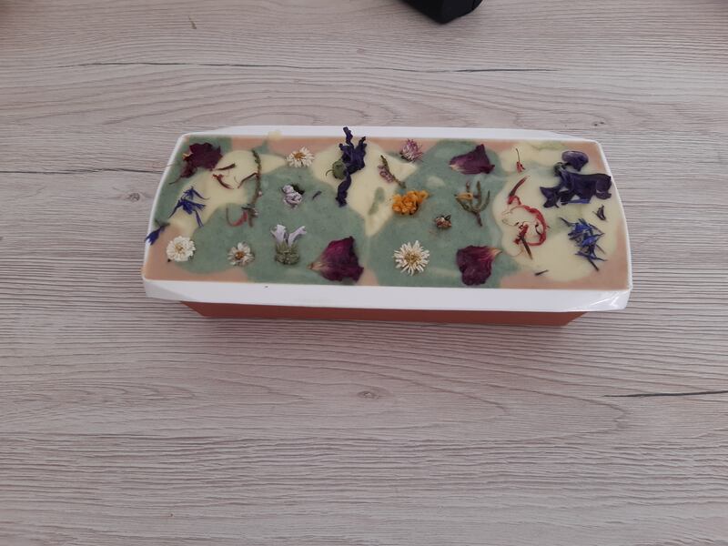 Newly-made soap ready for cutting into bars