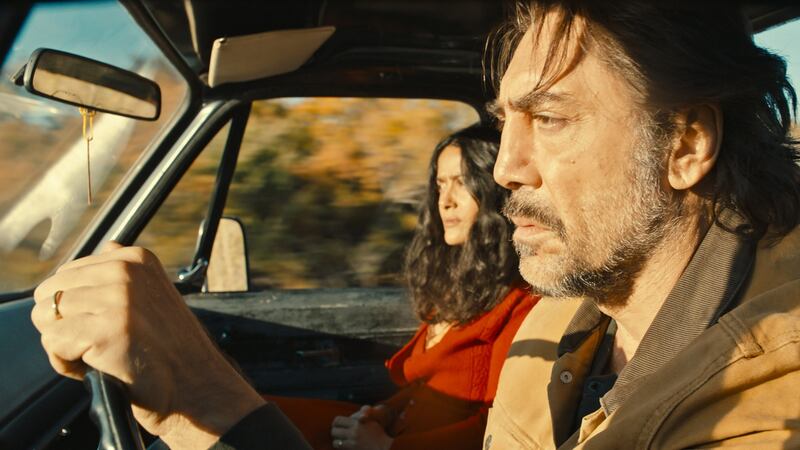 Salma Hayek as Dolores and Javier Bardem as Leo in director Sally Potter’s The Roads Not taken. Photograph: Bleecker Street