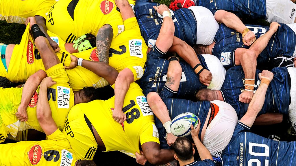 Leinster in action against La Rochelle: Leinster have been pitted against their French rivals in the Stade Marcel-Deflandre next Sunday but with no return fixture in the Aviva Stadium. Photograph: Ben Brady/Inpho