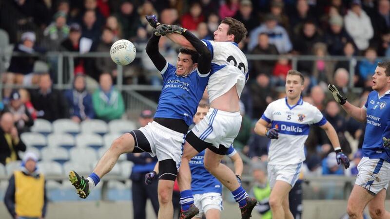 St Lomans’ Willie McGovern with Ben Quigley of St Vincent’s during the Leinster club quarter-final at Cusack Park, Mullingar. Photo: Morgan Treacy/Inpho