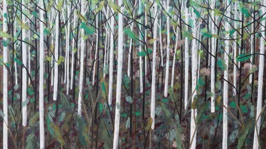 Ed Miliano, Tateshina Window, oil on canvas diptych