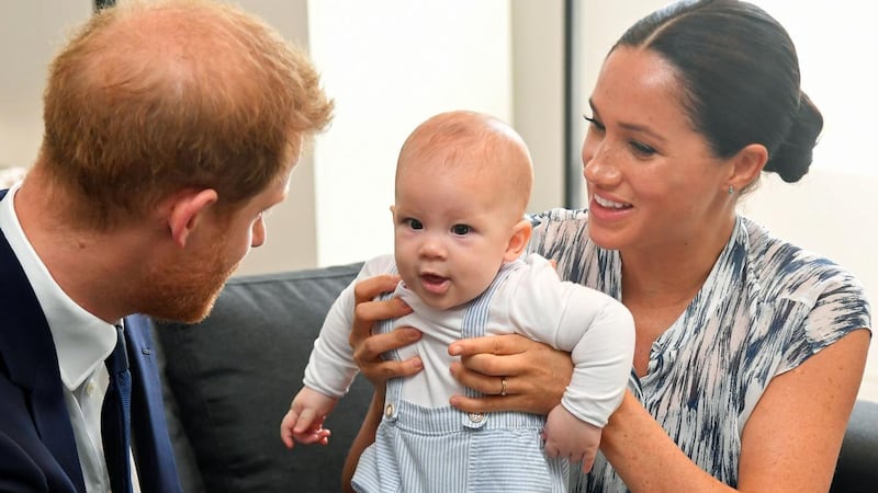 Harry, Archie and Meghan: ‘The good thing is I have my baby and my husband, and they’re the best.’ Photograph: Dominic Lipinski/PA Wire