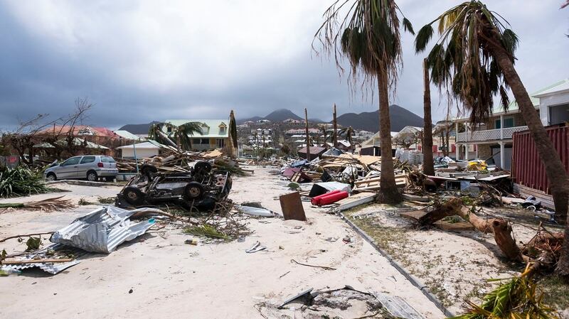 Damage in Orient Bay on the French Carribean island of Saint-Martin, after the passage of Hurricane Irma. Photograph: Lionel Chamoiseau/AFP/Getty Images