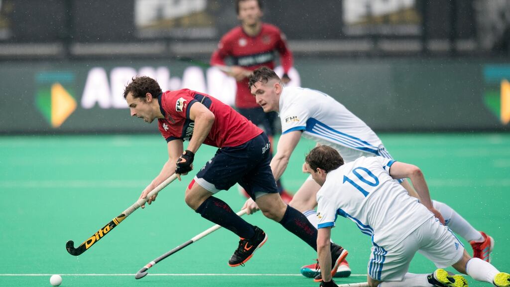 Three Rock Rovers in action in the Euro Hockey League. Photograph: Florent van Aubel