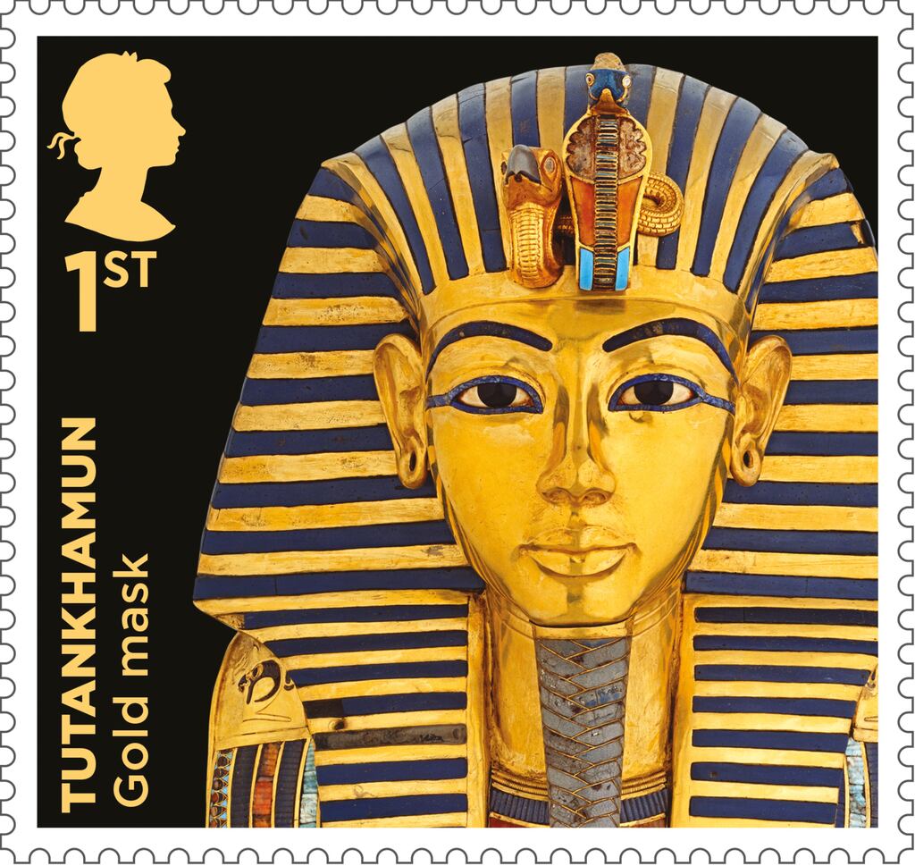 One of 12 new stamps being issued by Britain's Royal Mail to mark 100 years since the discovery of Tutankhamun's tomb