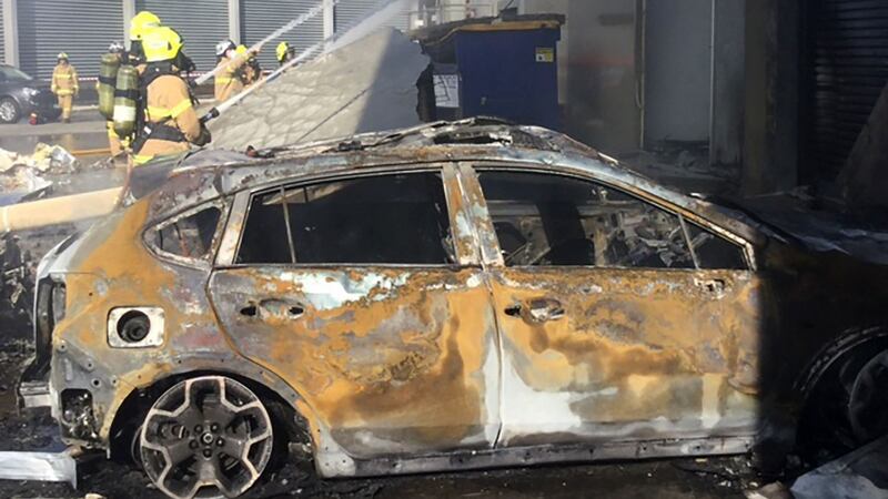 A light aircraft exploded in a “massive fireball” with police saying none of the five people aboard survived. Photograph: Metropolitan Fire Brigade/AFP/Getty Images