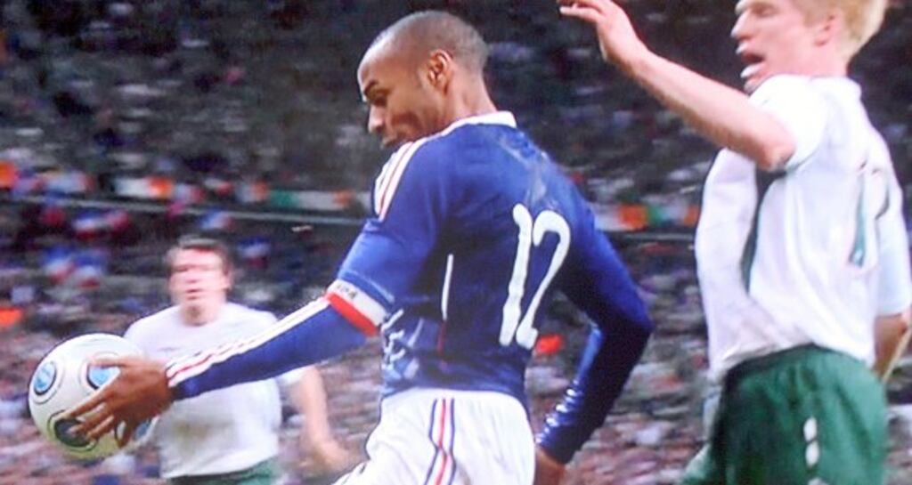 Ireland missed out on the 2010 World Cup thanks in part to Thierry Henry’s handball. Photograph: Credit Sky Sports