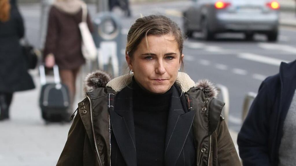 Victoria Clayton pictured leaving court today after the second day of her High Court action for damages against music promoters MCD. Photograph: Collins