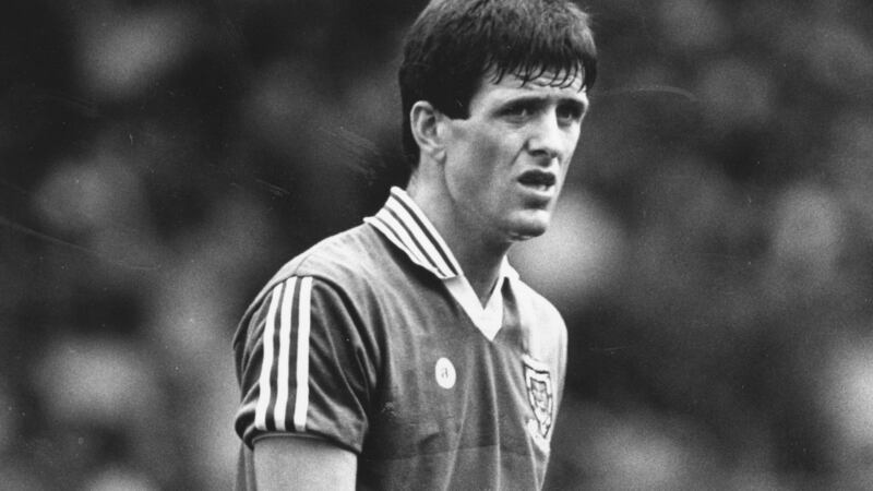 John Maughan in action for Mayo during the All-Ireland semi-final in 1985. Photograph: Billy Stickland/INpho
