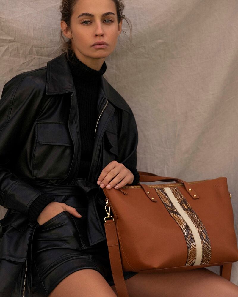 Cognac and cream Italian leather Peelo zip tote, €295