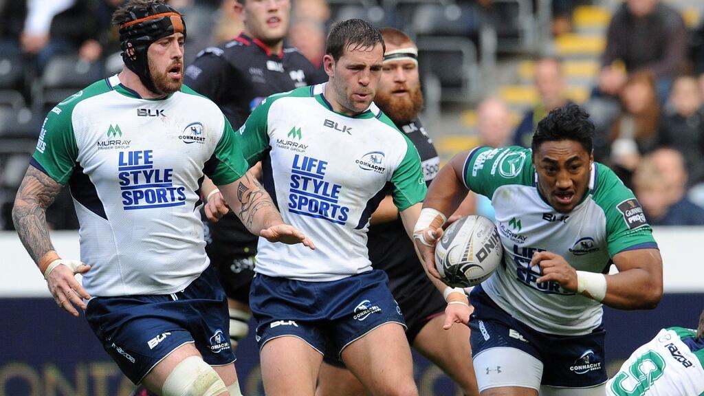 Connacht’s Bundee Aki (r) was man of the match at the Liberty Stadium Photograph: Ian Cook/Inpho