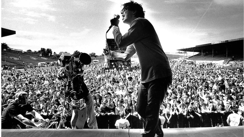 Tipp top: Fearghal McKee onstage with Whipping Boy at Feile '92 in Thurles, Co Tipperary. Photograph: Frank Miller/The Irish Times