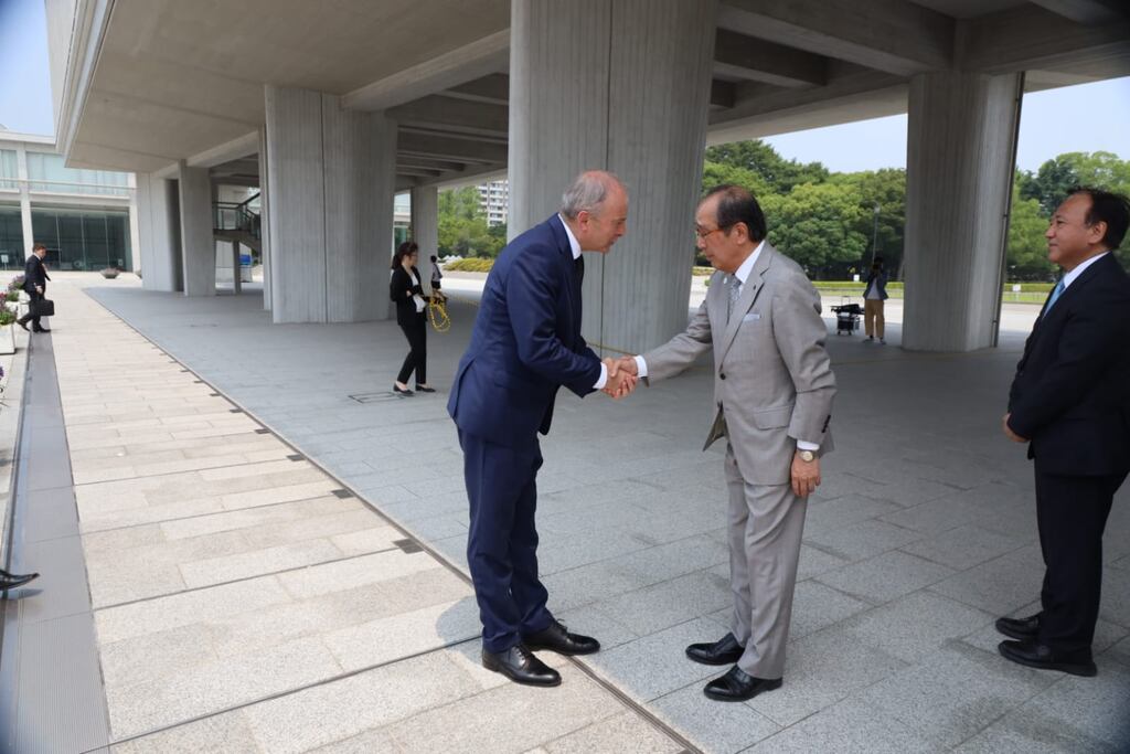 Taoiseach Micheál Martin at Hiroshima Peace Memorial Park. Photograph: Aimée-Linh McCartney