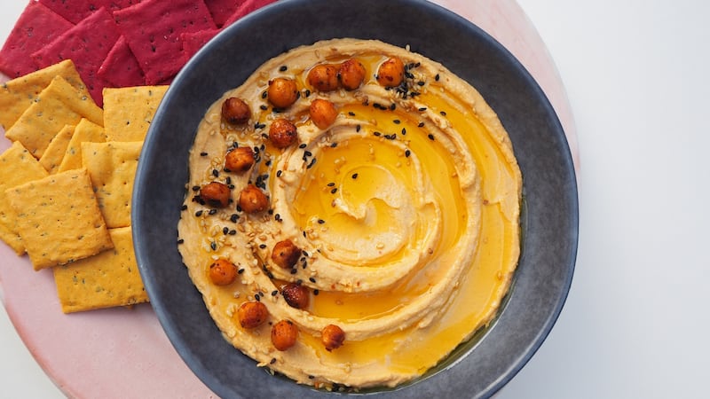 Harissa hummus made with NutShed spicy peanut butter