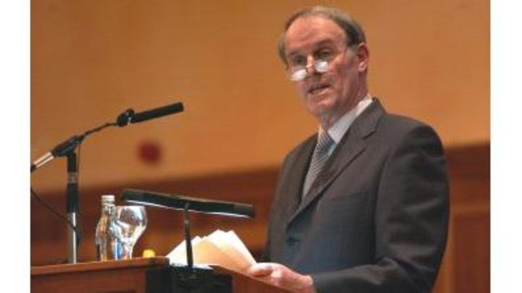 Garda Commissioner Mr Noel Conroy addressing delegates at the AGSI conference in Rochestown Park Hotel, Cork yesterday. He was critical of a recent Prime Time programme on RTE but said he was not going to enter a public debate with the broadcasting organisation