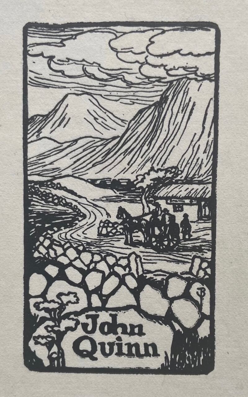 The bookplate for John Quinn designed by Jack B Yeats