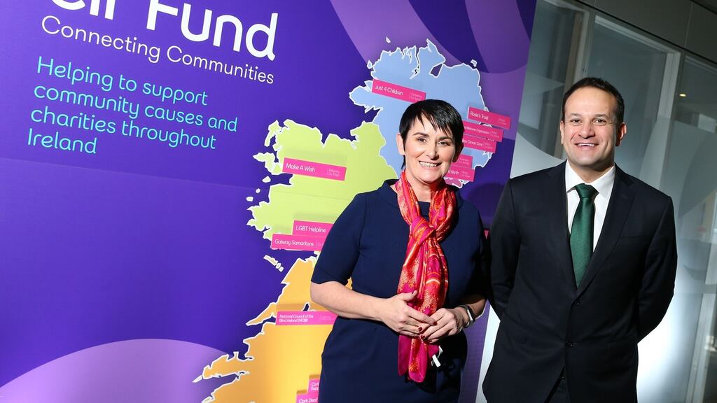 Eir’s new chief executive Carolan Lennon is pictured with Taoiseach Leo Varadkar launching the Eir Fund back in 2017. Photograph: Marc O’Sullivan