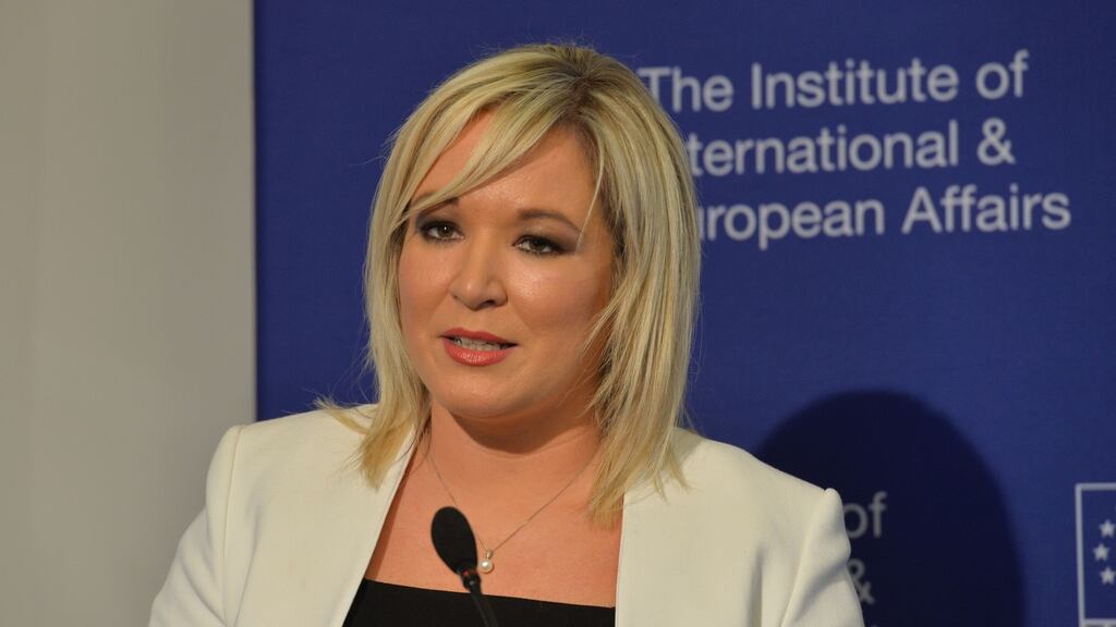 Sinn Féin vice president, Michelle O’Neill, speaking in  Dublin today. Photograph: Alan Betson