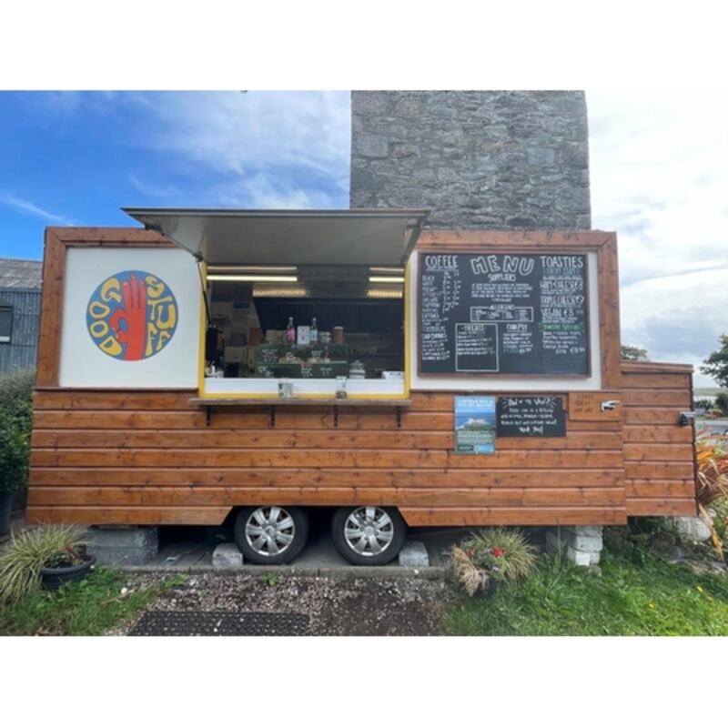 A modified food truck is among the lots