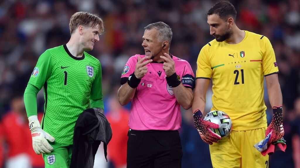 Dutch referee Bjoern Kuipers during the Euro 2020 final at Wembley. Photograph: Laurence Griffiths/EPA