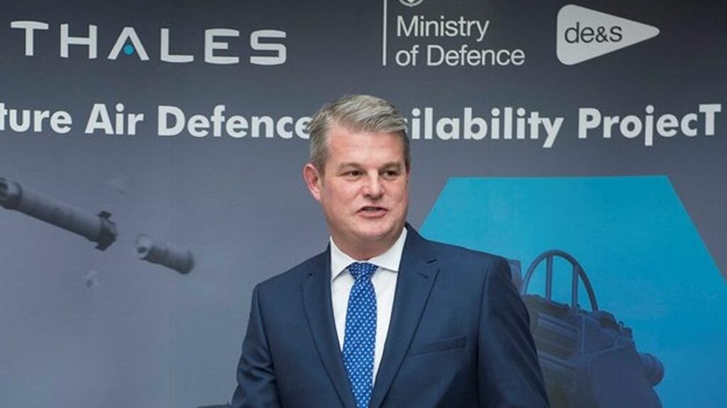 UK defence minister Stuart Andrew announces the contract award in Belfast