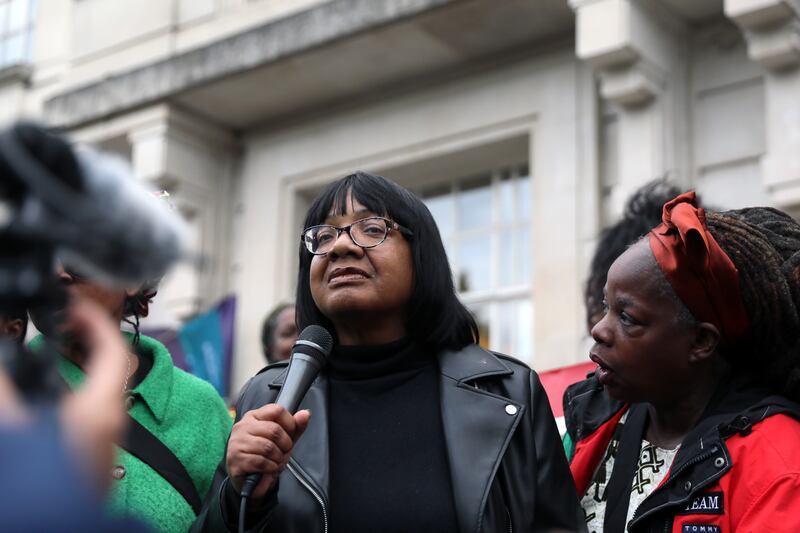 Diane Abbott addresses supporters in London on Wednesday. Photograph: Alishia Abodunde/Getty Images