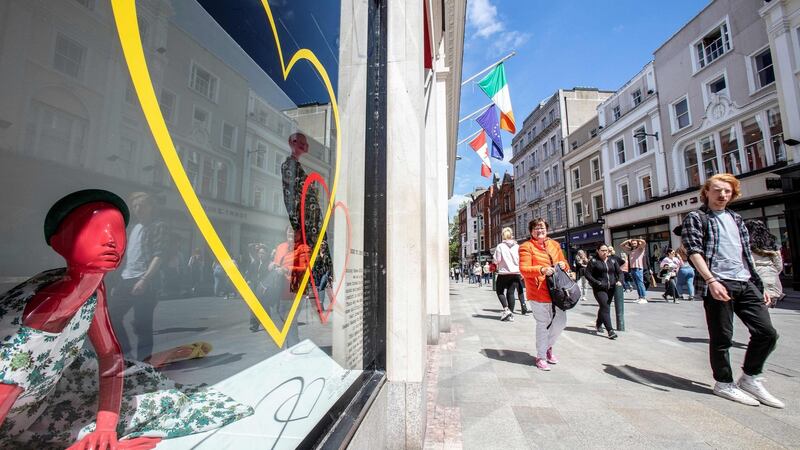 Grafton Street: Everybody is trying to figure out how best to navigate their way especially when it comes to touching and trying on clothing. Photograph: Paul Faith/AFP