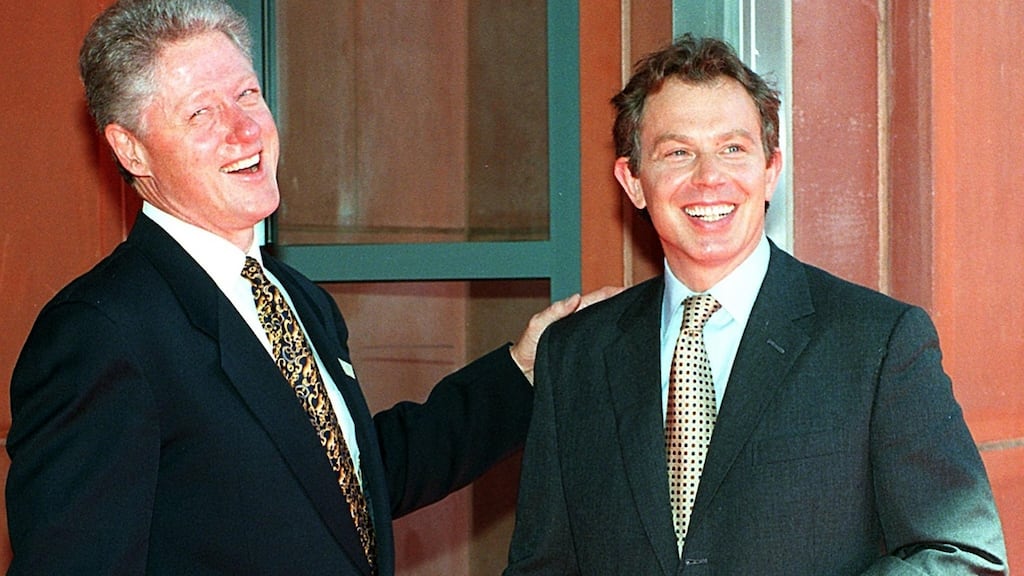 US president Bill Clinton (left) with British prime minister Tony Blair at a 1997 summit in Denver, Colorado. Photograph: Doug Collier/AFP via Getty Images