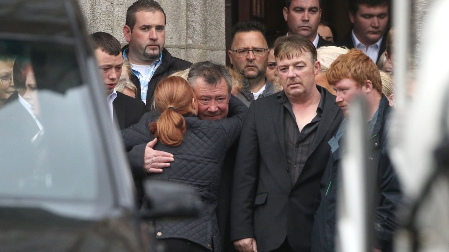 Mourners gather at the Church of the Annunciation on Wexford town’s Bride Street ahead of the burial of members of the Connors family, October 23rd, 2015. Photograph: Patrick Browne