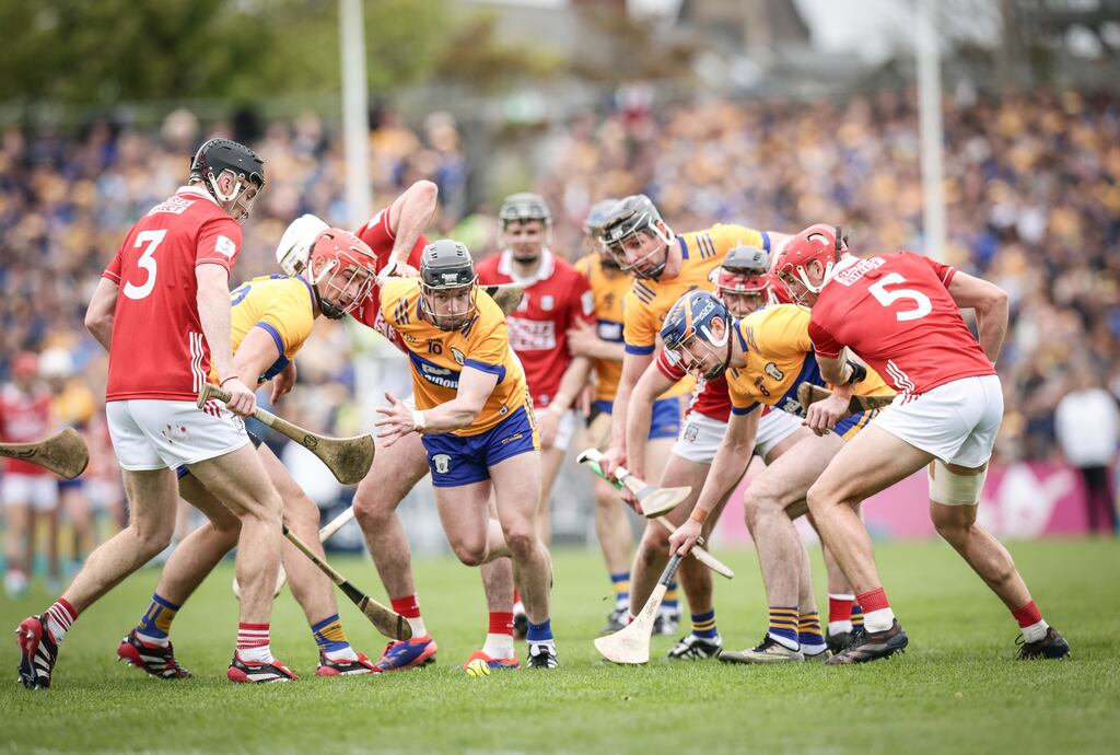 Clare vs Cork in the first round of the Munster hurling championship. Photograph: Tom Maher/Inpho