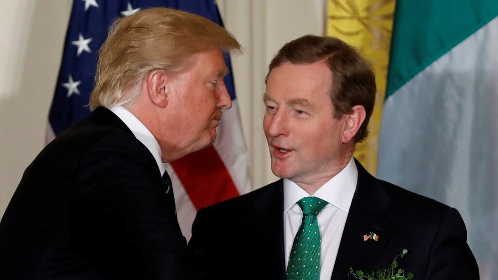 US president Donald Trump with former taoiseach Enda Kenny at a St Patrick’s Day reception in the White House in Washington in 2017. Photograph: Jonathan Ernst/Reuters