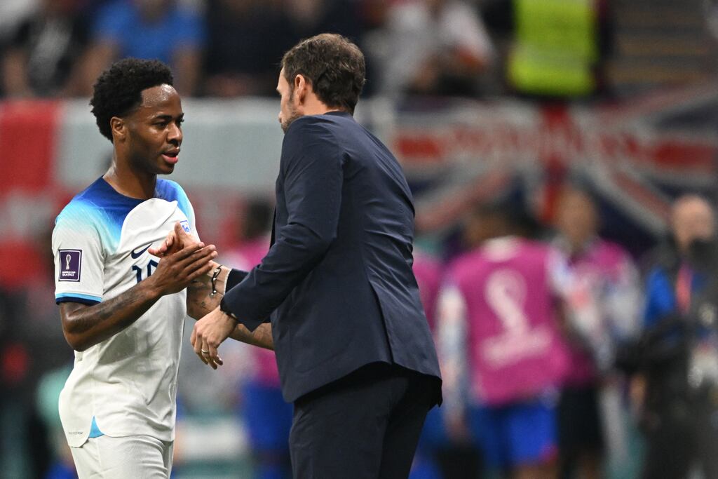 Raheem Sterling will miss England’s World Cup last-16 clash against Senega as he deals with a family matter. Photograph: Paul Ellis/AFP via Getty Images