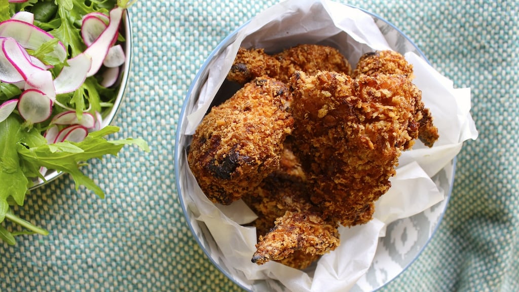 Crunchy crusted chicken. Photograph: Anne-Marie Carroll