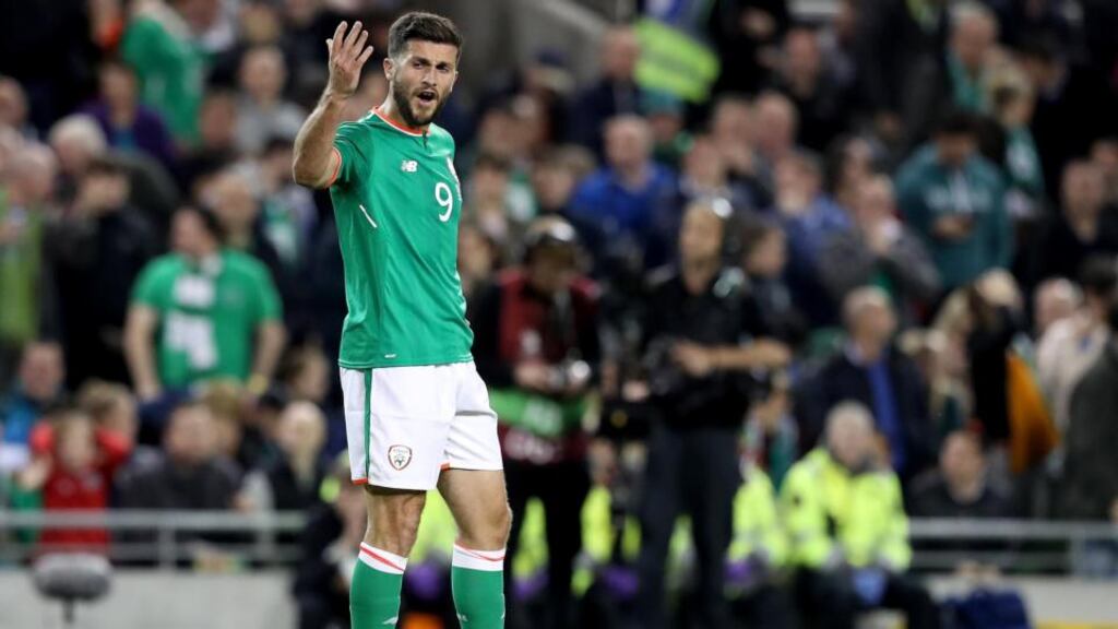 Ireland’s Shane Long reacts after a missed chance in the World Cup qualifying win over Moldova. Photo: Tommy Dickson/Inpho