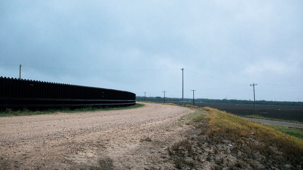 The border wall in Rio Grande Valley in Texas. Homemade, lightweight ladders are being made from the very same rebar rods supposedly reinforcing the integrity of the wall itself. Photograph: Alyssa Schukar/the New York Times