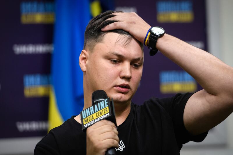 Russian defector Maksim Kuzminov attends a press conference in Kyiv, Ukraine, in September. Photograph: Vladyslav Musiienko/AP