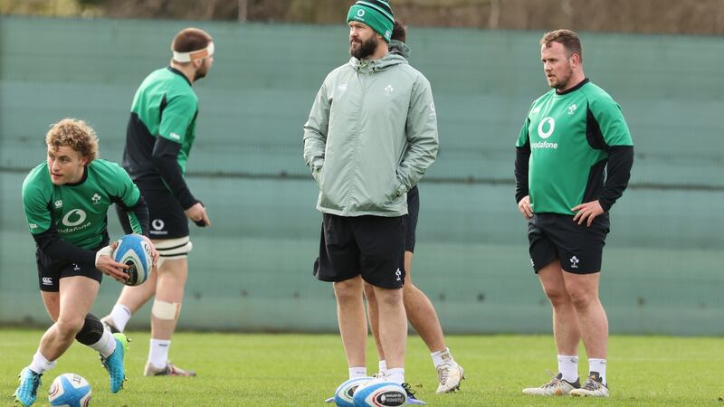 Ireland head coach Andy Farrell at rugby squad training at the IRFU High Performance Centre in Blanchardstown, Dublin on Wednesday. Photograph: Billy Stickland/Inpho