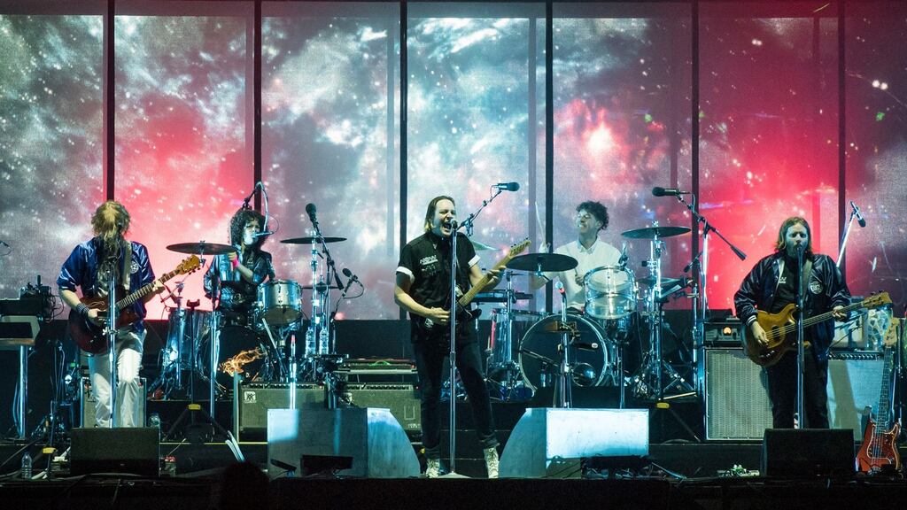 Arcade Fire perform at the Isle of Wight Festival 2017 on June 10th. Photograph: David Jensen/PA