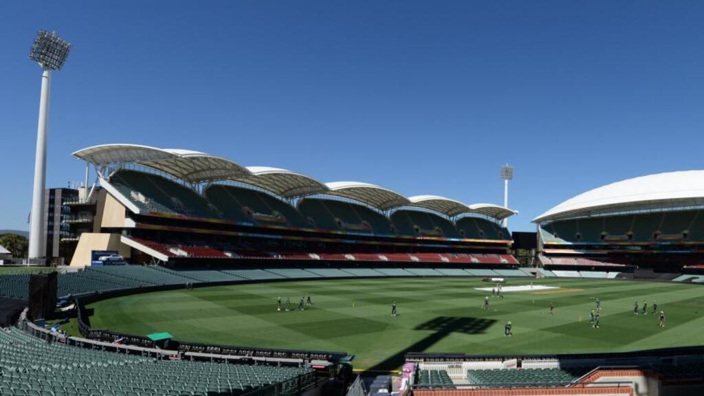 The Pakistan cricket team practice ahead of the the final Pool B game against Ireland at the Adelaide Oval. Photograph: Peter Parks/AFP/Getty Images