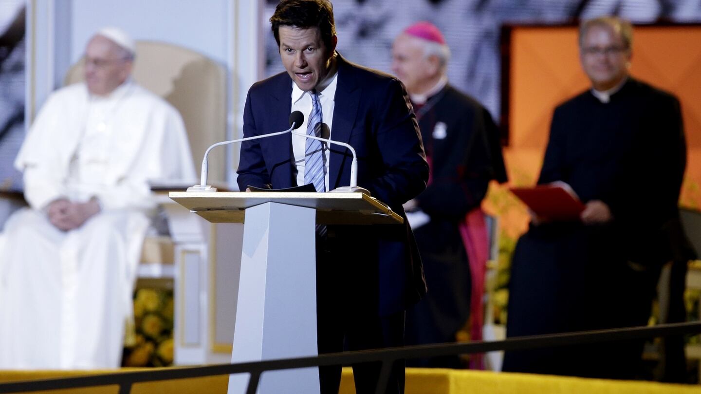Actor Mark Wahlberg speaks during the Festival of Families in Philadelphia. Photograph: Getty