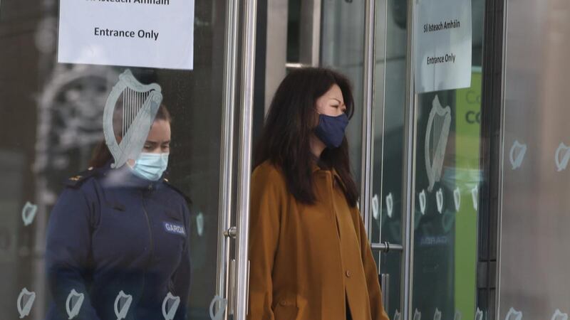 Meihan Meng leaving Dublin Circuit Court in March. She said she continues to awaken every night from nightmares where she is hit in the face and that her daughter has being left with irreparable emotional scars. Photograph: Collins Courts