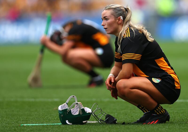Kilkenny’s Tiffanie Fitzgerald dejected after the game. Photograph: James Crombie/Inpho