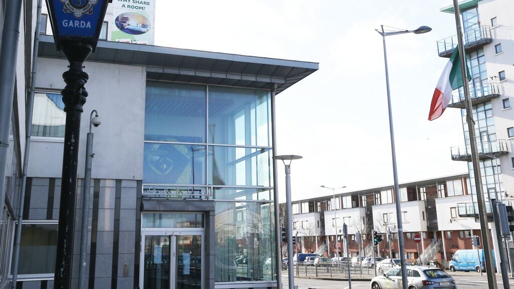 The Tricolour flies at half mast outside Ballymun Garda station on Sunday after the death of a senior detective. Photograph: Stephen Collins