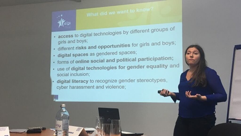 Blandine Mollard of EIGE’s research and statistics unit presented the initial findings of the digitalisation study in Vienna.