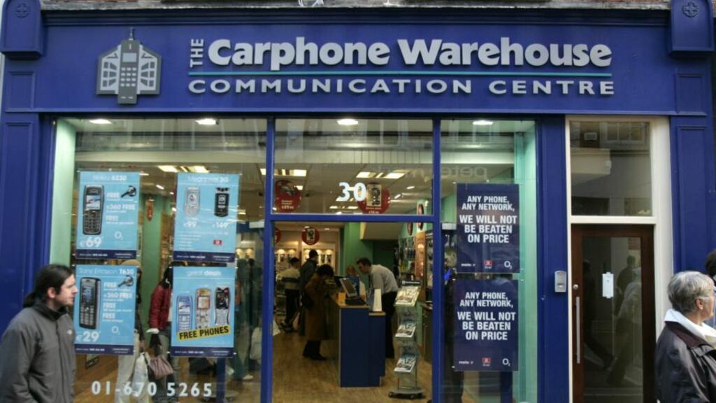 Carphone Warehouse outlet in Dublin. Photograph: Dara Mac Dónaill