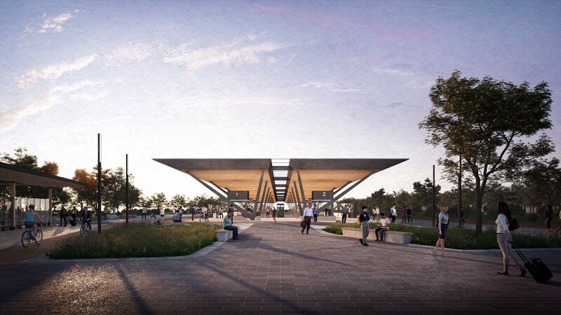 Swords Central Station Plaza artwork. Photograph: metrolink.ie