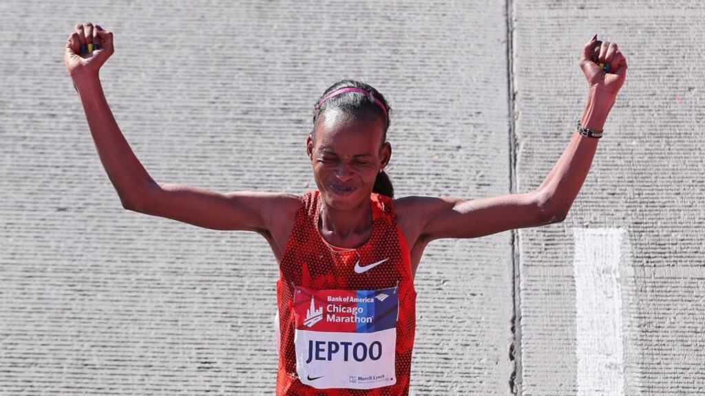 Winner of the Boston and Chicago marathons, Rita Jeptoo of Kenya, failed an out-of-competition test in October. Two more Kenyan athletes have tested positive and been banned for two years. Photograph: Jonathan Daniel/Getty Images