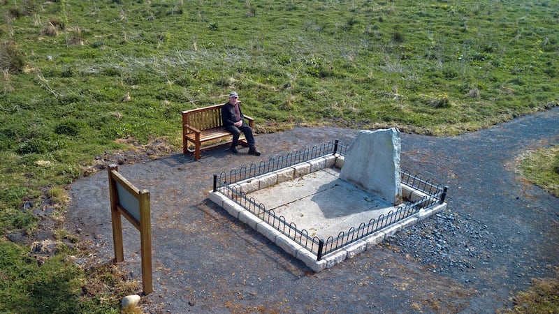 Fine resting place: Martin Neary beside the plot on his Woodland Park in Madogue, Co Mayo where he will be buried. Photograph: Conor McKeown