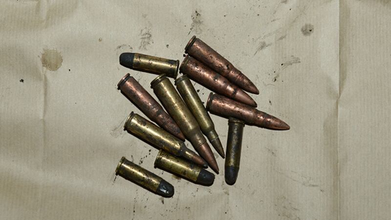 Rounds of ammunition which were discovered in a residential boiler house that caught fire in Belfast. Photograph: PSNI